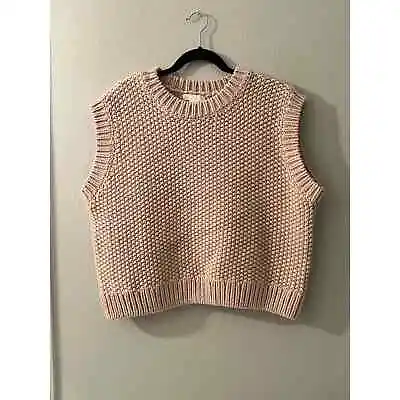 H & M Beige-Pink Chunky Knit Crewneck Sweater Vest Size XL • $25