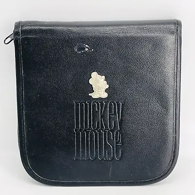 Vtg Disney Store Mickey Mouse Leather Zippered Cd Case Holds 12 Compact Discs • £24.08
