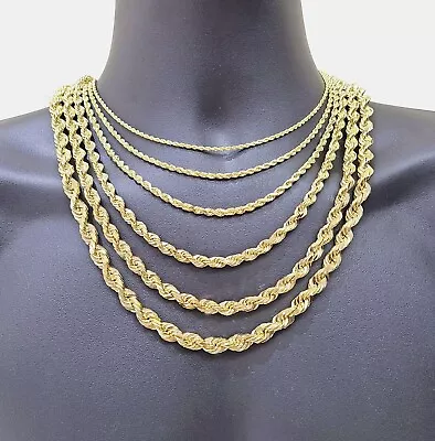 Real 14K Yellow Solid Gold Rope Chain 2-8mm Necklace 18-30'' Inches Lobster 14kt • $622.53