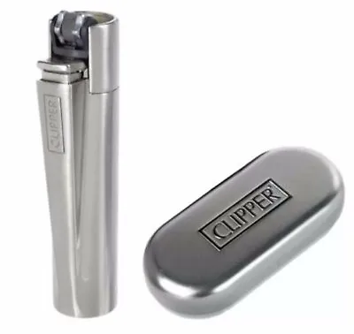 1 X Clipper Silver Full Size Refillable Metal Lighter Brushed Or Shiny • $14.99