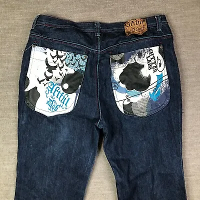Artful Dodge Jeans Men 40 Blue Painted Pockets Relaxed Loose Straight Act. 38x31 • $27.99