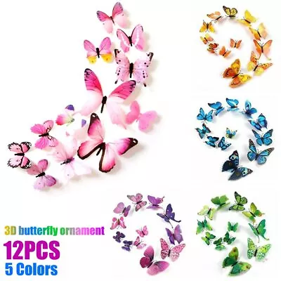 12Pcs 3D Butterfly Wall Removable Stickers Decals Kids Art Nursery • $3.59