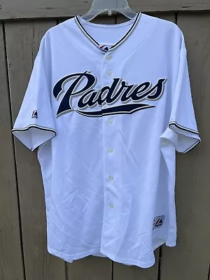 NWT Vintage 2004-10 San Diego Padres SD Majestic Button Down MLB Jersey XXL 2XL • $125