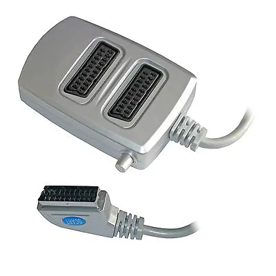 £7.99 • Buy 2 Two Way Scart Splitter Switch Box AV Adaptor 2 Devices Into 1 TV - SWITCHED