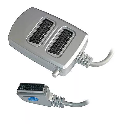 2 Two Way Scart Splitter Switch Box AV Adaptor 2 Devices Into 1 TV - SWITCHED • £7.99