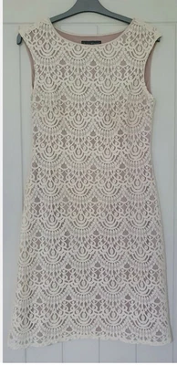 £12.95 • Buy Jessica Howard Cream Sleeveless Lace Evening Dress Size 12 Come Up Small
