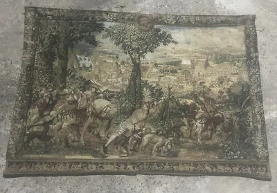 Hunt Of Maximilian Medieval Brussels Scene European Woven Tapestry Wall Hanging • $179.99