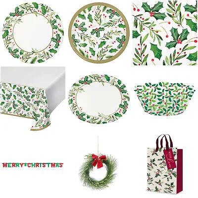 £8.74 • Buy Christmas Tableware Gift Bags Plates Napkins Table Covers Holly Platters