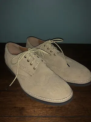 Marc Anthony Mens Suede Leather Matomastan Tan Lace Up Wing Tip Shoes 9.5 • $15