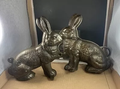 Genuine Griswold Cast Iron Easter Bunny Rabbit Cake Mold #862 & 863 Erie Pa USA • $324.99