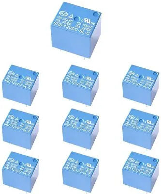 10pcs Relay Switch SRD-12VDC-SL-C 5 Pins 12 V DC PCB Mini Type SPDT 10A Blue 12V • $9.97