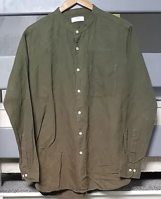 Mens Uniqlo Khaki Linen Blend Long Sleeve Shirt. Size Xl • £10.99