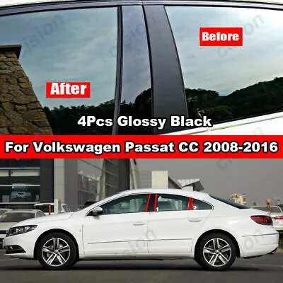 4Pcs Decal Covers Trim Pillar Posts Black For Vollswagen VW Passat CC 2008-2016 • $12.13