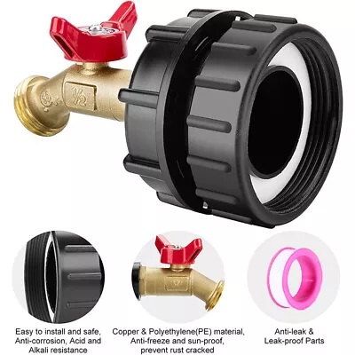 275-330 Gallon IBC Tote Tank Adapter 2.44  Fine Thread 1/2  Male NPT ×3/4  GHT • $15.98