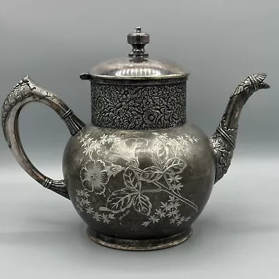 E.G. Webster & Son Floral Silver Plated Teapot • $80