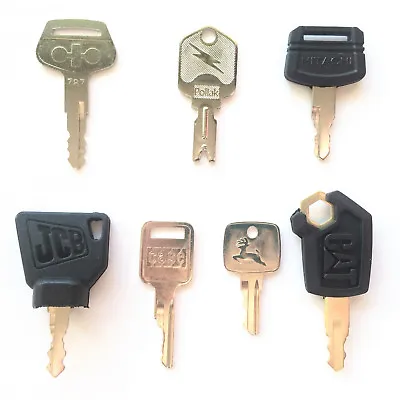 Heavy Equipment Key Set 7 Keys- CAT Case JCB John Deere Hitachi Pollak Komatsu • $34.17