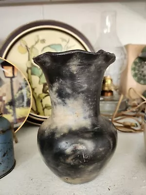 Vintage Black And White Stoneware Vase • $11.50