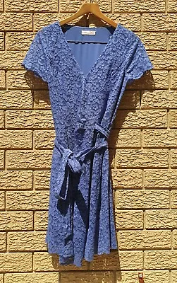 $75.95 • Buy Alannah Hill Ladies 14 Lilac Blue/ Purple Lace Wrap Dress Special Occasion Event