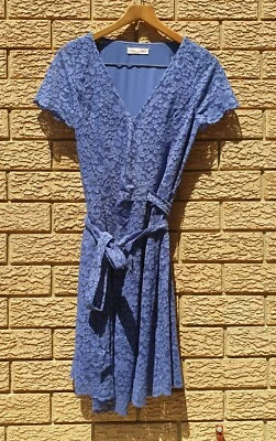 $75.95 • Buy Alannah Hill Ladies 14 Lilac Blue/ Purple Lace Wrap Dress Special Occasion Event