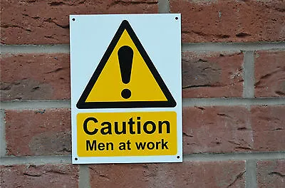 CAUTION MEN AT WORK Plastic Sign Or Sticker 200mmx150mm Construction Building  • £1.49