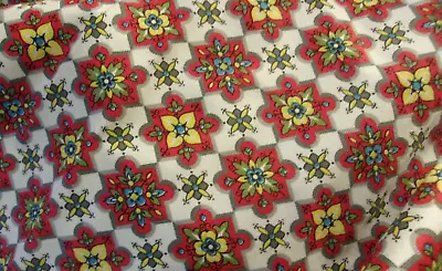 13 Yds X 35  Wide Heavy Cotton Duck? Fabric Retro Designs Print Primary Colors • $14