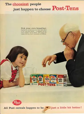 1959 POST Tens Cereal Variety Pack Grape Nuts Sugar Crisp Post Vintage Print Ad • $6.95