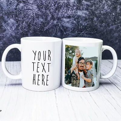 Personalised Photo & Text Mug Coffee Cup Fathers Day Birthday Gifts For Him Her • £9.99