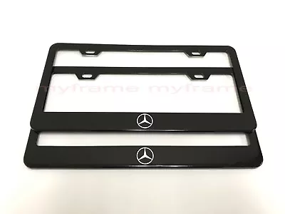 2pcsMERCEDES *LOGO* BLACK Metal License Plate Frame With Screw Caps • $23.46