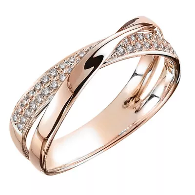 Fashion Jewelry X Shape Women Rings Two Tone Cubic Zircon Ring Cross Ring Gifts • $1.28