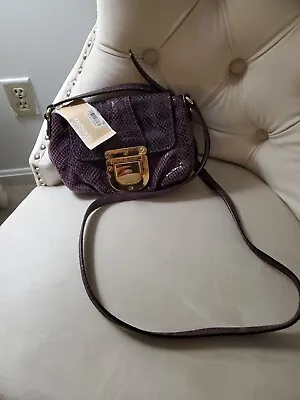 MICHAEL Michael Kors Charlton Crossbody Bag Purple Leather Snake Texture  NWT • $100