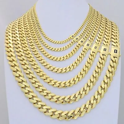 10K Yellow Gold Miami Cuban Monaco Chain 6m-20mm Necklace Bracelet 7 -30  Hollow • $4656.99