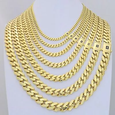 10K Yellow Gold Miami Cuban Royal Monaco Chain 5mm-20mm Necklace Bracelet 7 -30  • $390.98