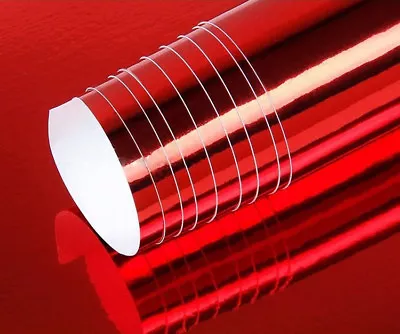 12  X 60  Red Chrome Mirror Vinyl Film Wrap Sticker Decal Stretchable 1ft X 5ft • $8.82