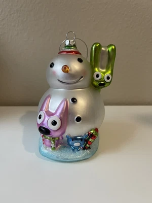 $17 • Buy HOOPS AND YOYO Snowman SNOW BUDDIES Glass CHRISTMAS ORNAMENT No Box Hallmark