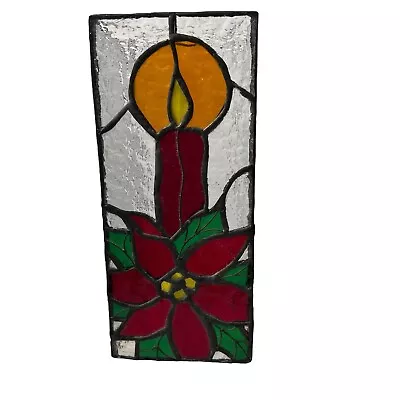 $24.98 • Buy Vintage Stained Leaded Glass Christmas Tall Chimney Candle Holder Luminary 8”