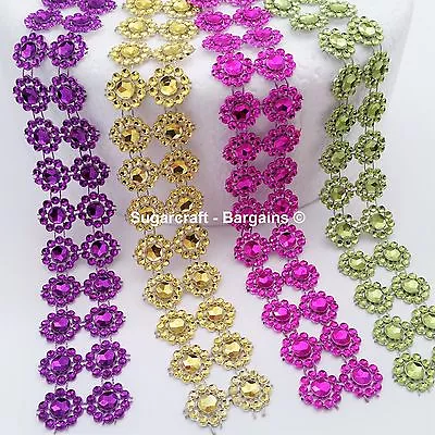 £2.99 • Buy SUNFLOWER Diamante Bling Sparkling Diamond Effect Wedding Cake Craft Trim Ribbon
