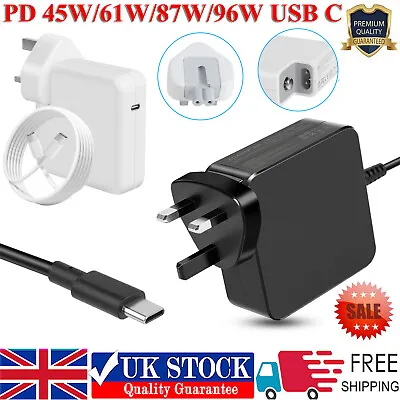 61W 87W 96W Charger USB-C Type C Power Adapter For Apple MacBook Pro Air UK Plug • £13.99