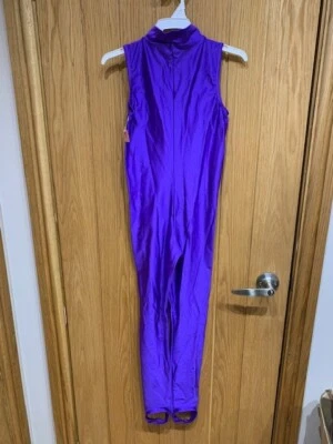 £7.50 • Buy Danse Dezines  High Neck Keyhole Back Purple Catsuit Size 3A Child L Stirrups
