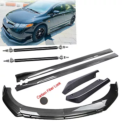 Carbon Fiber Front Bumper Lip Rear Splitter Spoiler Skirt For Honda Civic 2006-2 • $149.99