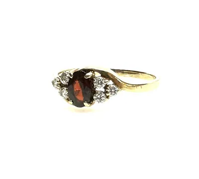 Gold Garnet Ring 9ct Yellow Gold Red Garnet Ring Vintage Garnet Stone Set Ring • £85