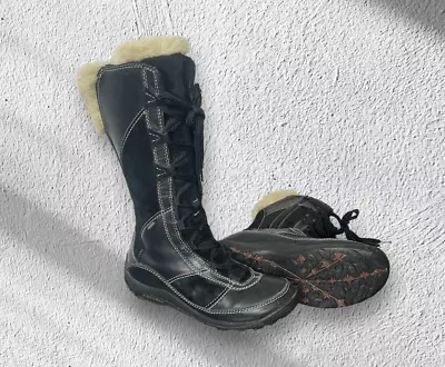 Merrell Womens Size 7 Prevoz Waterproof Winter Snow Boots Black Insulated Sherpa • $54.95