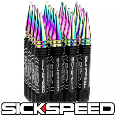 Sickspeed 16pc Black 5 1/2  Long Neo Spiked Steel Locking Lug Nuts 12x1.25 L11 • $68.75