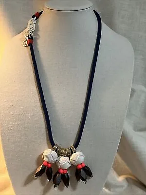 INCREDIBLE J CREW Chunky CORD & BLACK DANGLES AND ROPE 38” Statement Necklace • $29.99