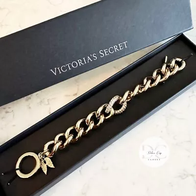 Victoria’s Secret Signed Link Bracelet Rhinestone Crystal Wing Toggle Clasp • $65