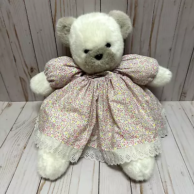 Teddy Bear Plush Stuffed Animal Pink Floral Dress Floppy 16 Inch • $7.49