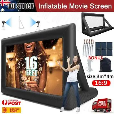$117.98 • Buy 4mx3m Inflatable Projector Screen Movie Theatre Cinema Home Backyard For Outdoor