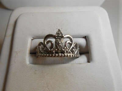 £4.03 • Buy Prncess Crown Ring With Diamonds Sterling 