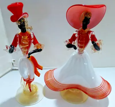 PR Vintage  Italian Venetian Murano Glass Man/Woman Dancer Figurines Rare • $275