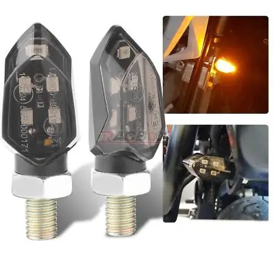 2X Smoke Mini LED Motorcycle Turn Signal Indicator Blinker Light Amber Universal • $11.98