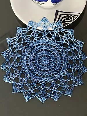 Blue Vintage Hand Crochet Lace  Coaster Doilies Handmade  100% Cotton • £3.99